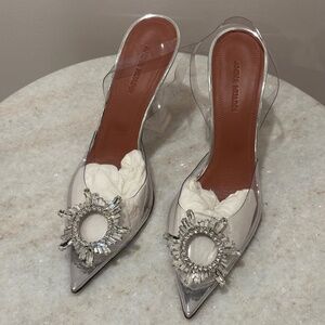 Amina Muaddi Begum Glass Slingback Heels